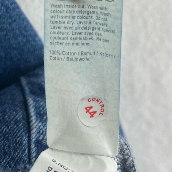 River Island Overall Dress Women's 4 Blue Denim Sleeveless Button Front Raw Hem - Picture 11 of 12